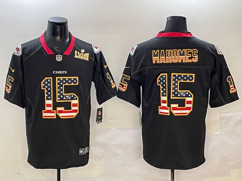 Men Kansas City Chiefs 15 Mahomes Black National Flag 2025 Nike Limited NFL Jersey style 2111